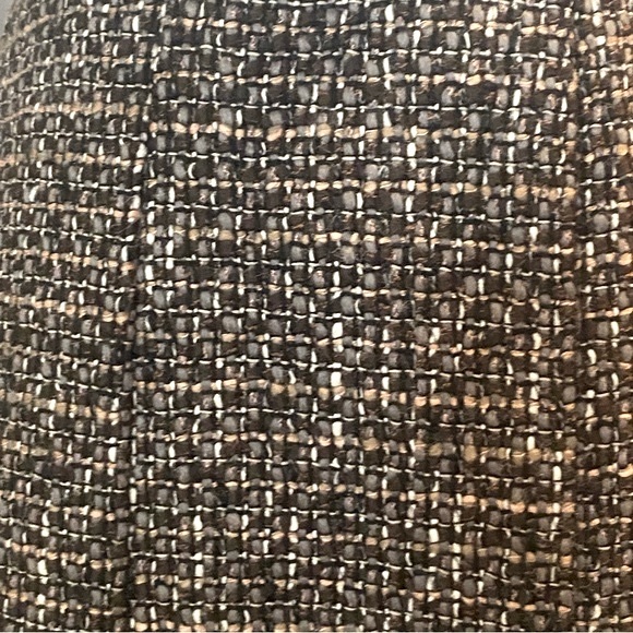 ELIE TAHARI Tweed Pleated Skirt Fully Lined Side Zip Brown Black Grey Size 10 - Picture 6 of 14